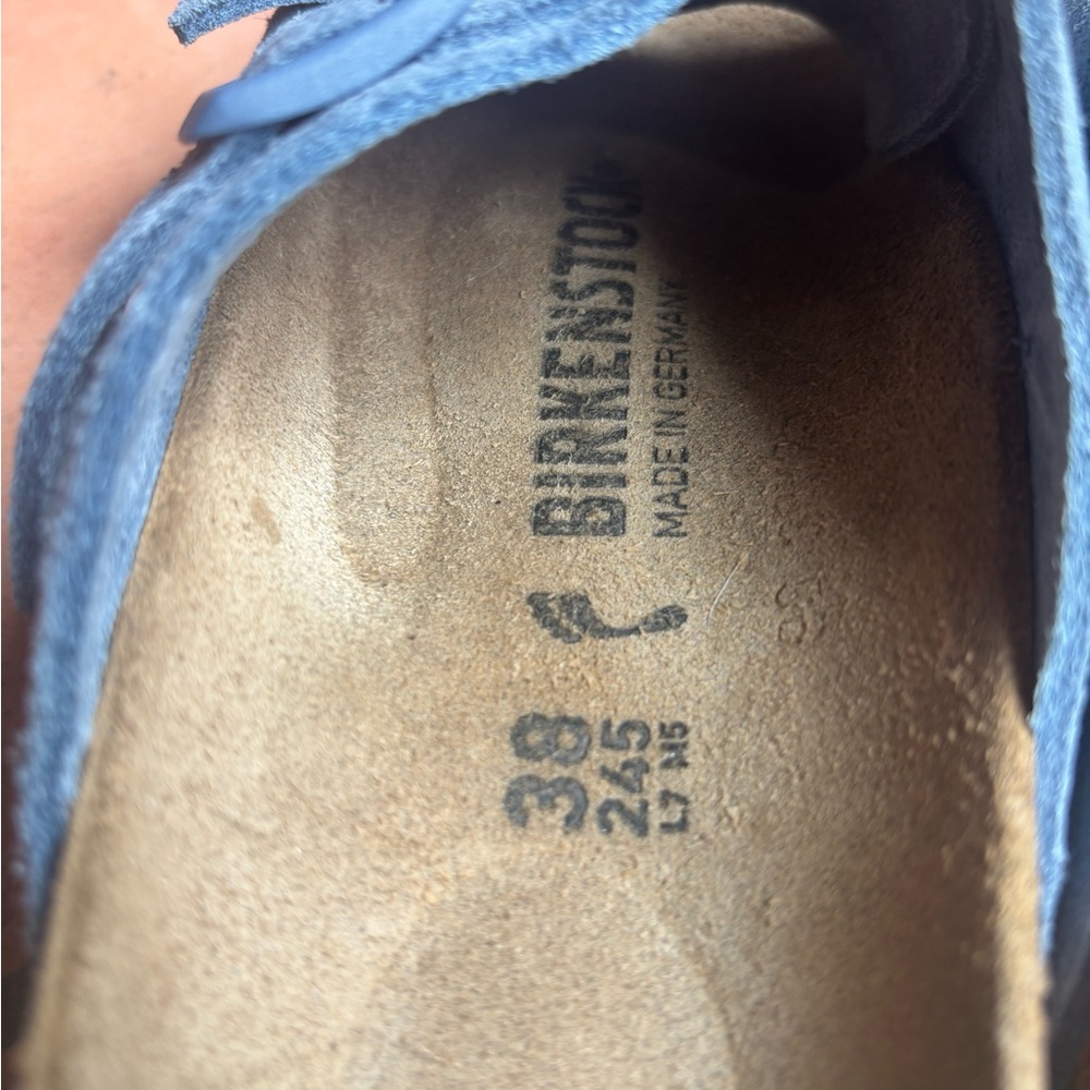Birkenstock Blue Suede Slide Sandals - Picture 3 of 6